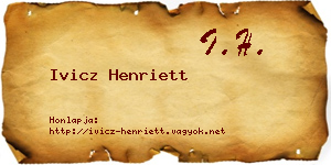 Ivicz Henriett névjegykártya